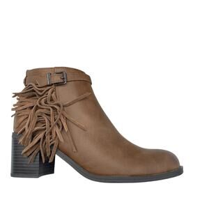 Circus Sam Edelman Brown Fringe Ankle Boots Booties 9.5 Jolie Faux Leather